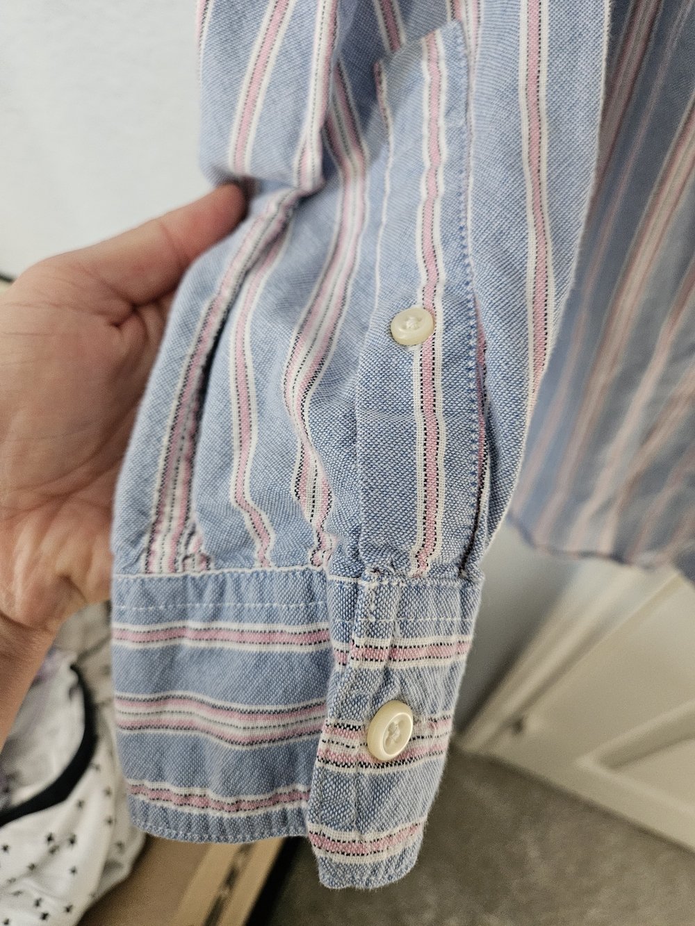 Chaps Womens Blue and Pink Stripe Button-Down Shirt 100% Cotton - Picture 5 of 16